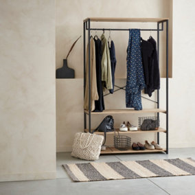 Hallway metal and wood-effect coat and shoe rack 100x40x167cm - Loft