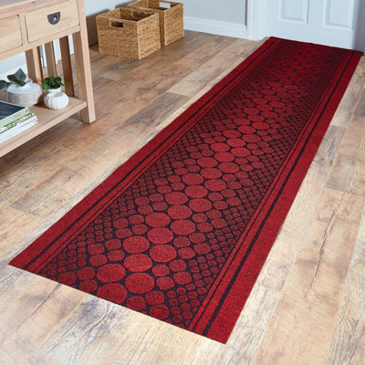 Hallway Runner in Dark Red, Heavy-Duty Slip-Resistant Rug with Dirt ...