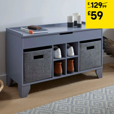 Hallway Storage Ottoman Bench with Shoe Storage in Grey DIY at B Q