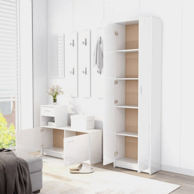 Hallway Wardrobe High Gloss White 55x25x189 cm Engineered Wood