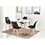 Halo Dining Table & Lorenzo Dining chairs Set of 4, White Table & Black Chairs