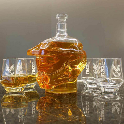 Ukonic Halo Infinite Master Chief Helmet 6-piece Whiskey Decanter Set With  Glasses : Target