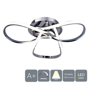 HALO LED Semi-Flush Ceiling Light, Dimmable, Polished Chrome, Natural White (4000K)
