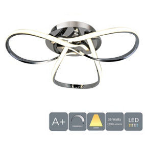 HALO LED Semi-Flush Ceiling Light, Dimmable, Polished Chrome, Warm White (3000K)