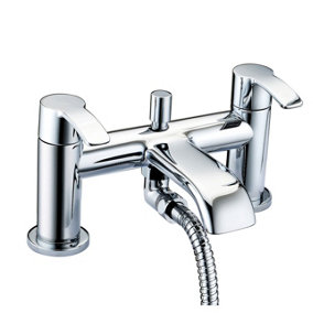 Halo Polished Chrome Round Deck-mounted Bath Shower Mixer Tap with Handset