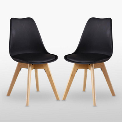 Halo Round Dining Set with Oak Table and 2 Black Chairs