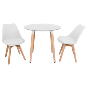 Halo Round Dining Set with White Table and 2 White Chairs
