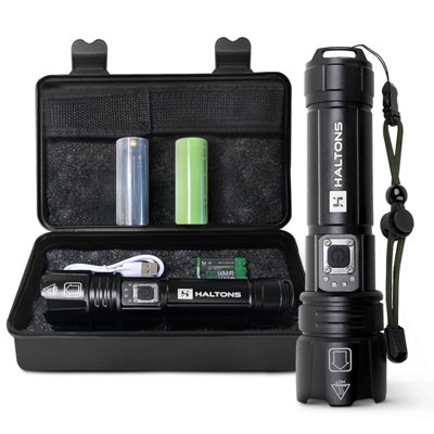 best rechargeable flashlight 2017 uk TrixHub Flashlights 2 Pack, Super Bright High Lumens Flash Light, 5 Modes Zoomable Linternas with LCD Digital Display, Powerful Handheld Nitecore P27iX 5000LM Tactical Flashlight