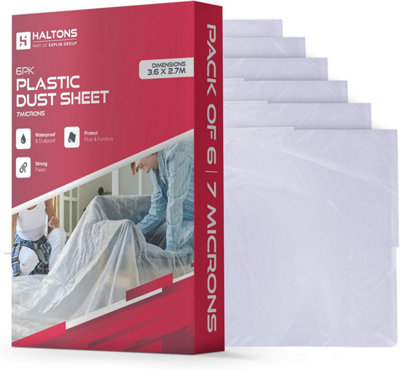Haltons - White LDPE Dust Sheets - Paint Protection & Dust Cover for Renovation - Multi-Pack Plastic Cloth for Furniture