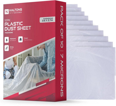 Haltons - White LDPE Dust Sheets - Paint Protection & Dust Cover for Renovation - Multi-Pack Plastic Cloth for Furniture