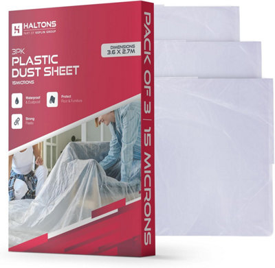 Haltons - White LDPE Dust Sheets - Paint Protection & Dust Cover for Renovation - Multi-Pack Plastic Cloth for Furniture