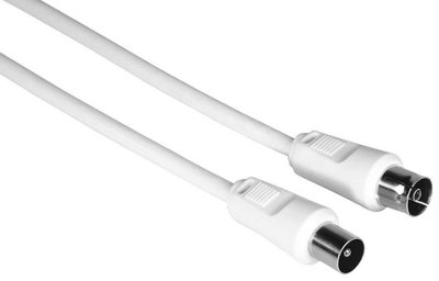 HAMA - Coaxial Fly Lead, Plug to Socket, 1.5m, White