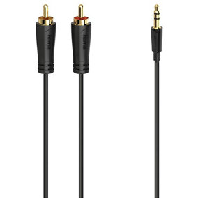 HAMA - Gold Plated Stereo 3.5mm Jack to 2x RCA Audio Lead, 1.5m