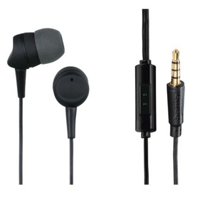 HAMA KOOKY BLACK IN-EAR WIRED HEADPHONES WITH MICROPHONE AND KINK PROTECTION CABLE