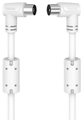 HAMA - Right-Angled Coaxial Fly Lead, Plug to Socket, 1.5m, White