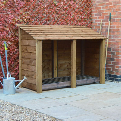 Hambleton 4ft Log Store - L80 x W180 x H128 cm - Rustic Brown