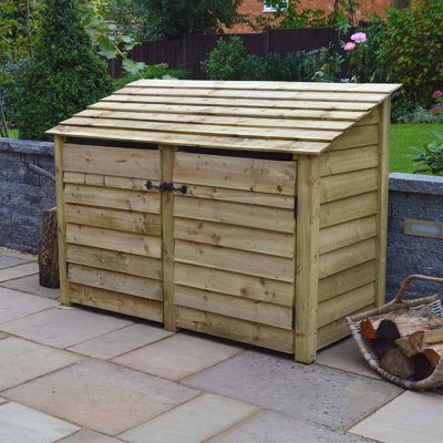 Hambleton 4ft Log Store with Doors - L80 x W180 x H128 cm - Light Green