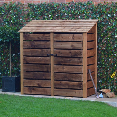 Hambleton 6ft Log Store with Doors - L80 x W180 x H181 cm - Rustic Brown
