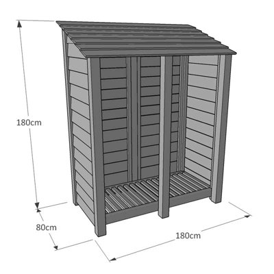 Hambleton 6ft Log Store with Kindling Shelf - L80 x W180 x H181 cm - Light Green - 5