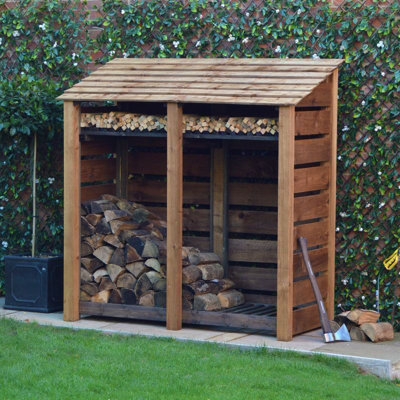 Hambleton 6ft Log Store with Kindling Shelf - L80 x W180 x H181 cm ...