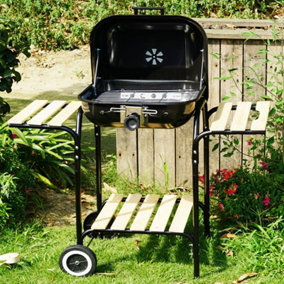 Hambur 18 inch BBQ Grill Portable Trolley Charcoal Barbecue with Double Side tables