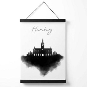 Hamburg Watercolour Skyline City Medium Poster with Black Hanger