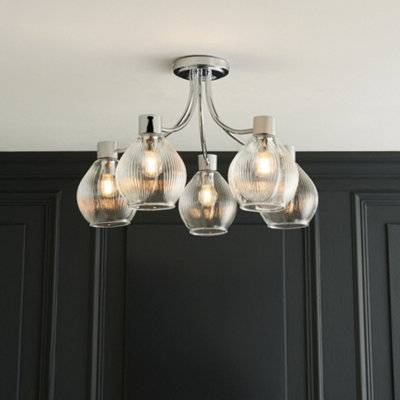 Hamilton 5 Light Polished Chrome Semi Flush Ceiling Light