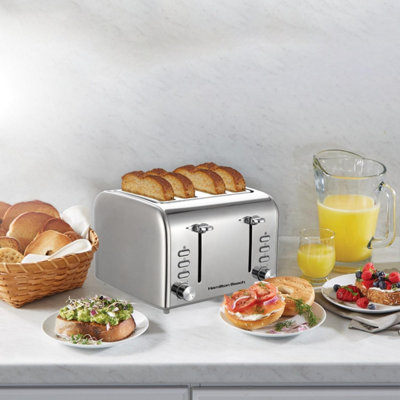 Brushed stainless steel 4 slice toaster hotsell