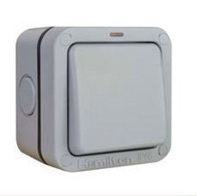 Hamilton ELMR21GY Elemento 1 Gang 2 Way Neon Switch IP66 Grey