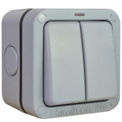 Hamilton ELMR22GY IP66 2 Gang 2 Way Neon Switch