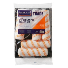 Hamilton For The Trade Medium Pile Paint Roller Set (Pack of 7) White/Black/Orange (One Size)