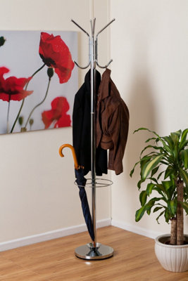 Hamilton Free Standing Metal Coat Rack with umbrella base/Chrome | DIY ...