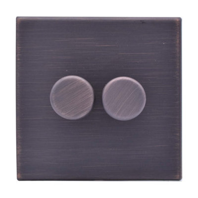Hamilton G2 100W 2 Gang 2 Way Push Rotary LED Dimmer Switch - Etrium Bronze