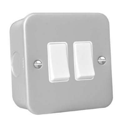Hamilton MCR22WH-W  Metal Clad 2 Gang 2 Way Switch