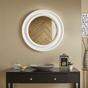 Hamilton Round Wall Mirror - White H 66cm X W 66cm