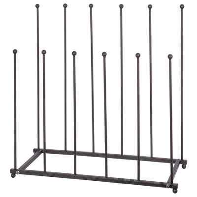 Hammer and Tongs Steel Wellington Boot Rack - 6 Pair - Black