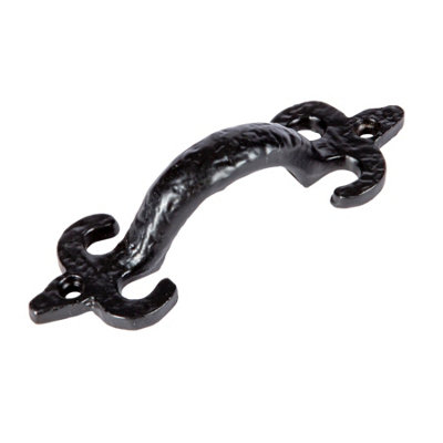 Hammer & Tongs - Antique Fleur De Lis Door Handle - H105mm - Black