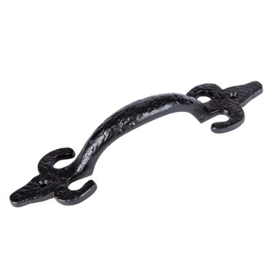 Hammer & Tongs - Antique Fleur De Lis Door Handle - H205mm - Black