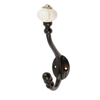 Hammer & Tongs - Ceramic Flower Hat & Coat Hook - W30mm x H140mm - Black