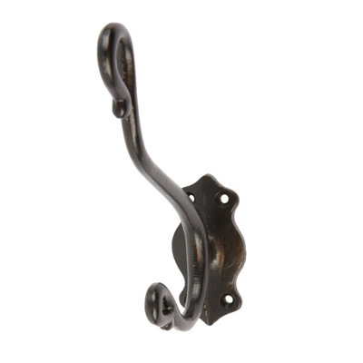 Hammer & Tongs Curly Hat & Coat Hook - W40mm x H140mm - Black