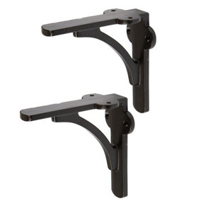 Hammer & Tongs Curved Iron Shelf Bracket - D100mm - Black - Pack of 2
