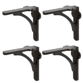Hammer & Tongs Curved Iron Shelf Bracket - D100mm - Black - Pack of 4