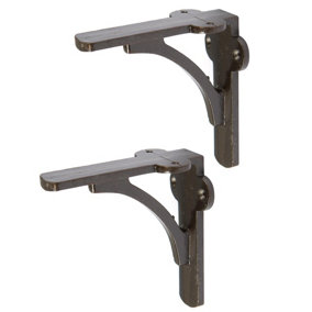 Hammer & Tongs Curved Iron Shelf Bracket - D100mm - Raw - Pack of 2