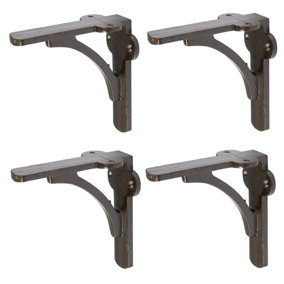Hammer & Tongs Curved Iron Shelf Bracket - D100mm - Raw - Pack of 4
