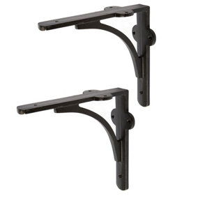 Hammer & Tongs Curved Iron Shelf Bracket - D150mm - Black - Pack of 2