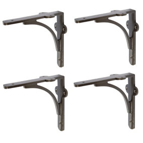 Hammer & Tongs Curved Iron Shelf Bracket - D150mm - Raw - Pack of 4