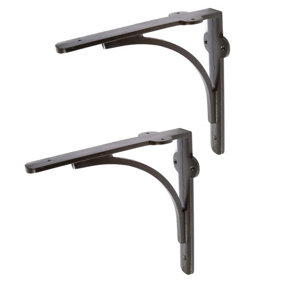 Hammer & Tongs Curved Iron Shelf Bracket - D205mm - Black - Pack of 2