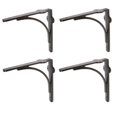 Hammer & Tongs Curved Iron Shelf Bracket - D205mm - Black - Pack of 4