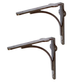 Hammer & Tongs Curved Iron Shelf Bracket - D205mm - Raw - Pack of 2