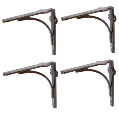 Hammer & Tongs Curved Iron Shelf Bracket - D205mm - Raw - Pack of 4